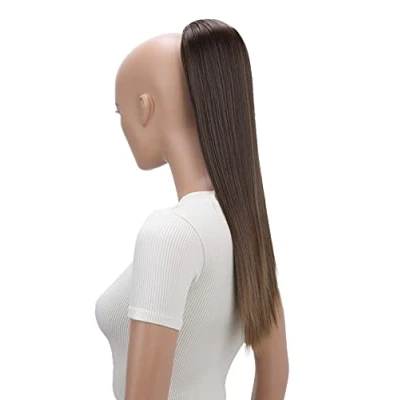 Immagine di CAISHA 55cm Coda Capelli Nina Con Coulisse Extensions Finta Per Donna Posticcio Liscio Miscela Marrone PH521