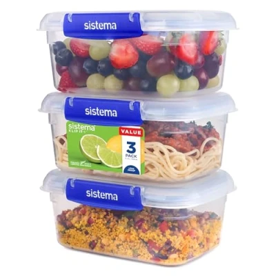 Immagine di Sistema KLIP IT PLUS contenitori per la conservazione di alimenti 1 L con coperchio, a prova perdite, impilabili ed ermetici, adatti frigorifero e congelatore Senza BPA