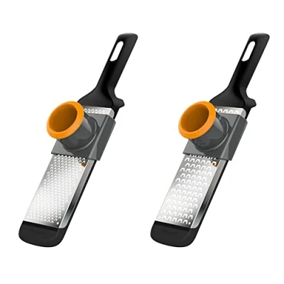Immagine di Fiskars Set di Grattugie Manuali, 2 Pezzi, Fori Grossi e Fini, Metallo/Plastica, Functional Form, 1014413