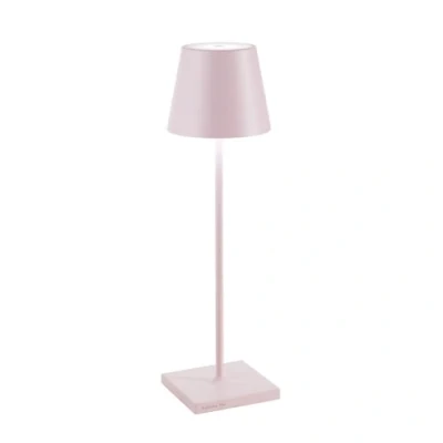 Immagine di Zafferano, Lampada Poldina Pro, da Tavolo Ricaricabile e Senza Fili con Controllo Touch, Utilizzabile anche come Esterni, Dimmer, 2200 3000 K, Altezza 38 cm, Colore Rosa