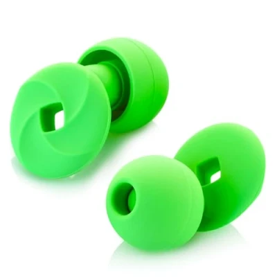 Immagine di Tappi per le orecchie in silicone morbido e riutilizzabile, con custodia il trasporto accessori taglie XS/S/M/L. (verde, taglia unica)
