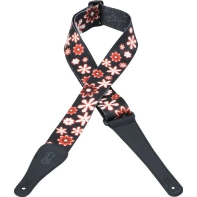 Immagine di Levy&#039;s MPD2 003 Tracolla Per Chitarra Prints Polyester Leather Ends 2&quot; Flowers