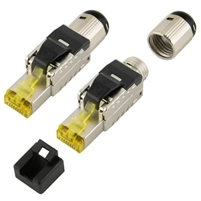 Immagine di SeKi 2 connettori di rete RJ45 senza attrezzi, CAT 8.1, con alloggiamento in metallo, adatti per cavi posa e patch, compatibili CAT5, CAT7, CAT6a, DSL