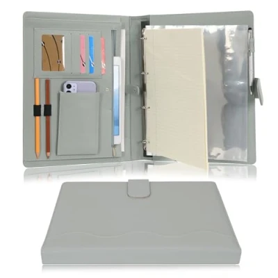 Immagine di Wonderpool Portadocumenti A4 PU Pelle con 4 Anelli Multi Documento Raccoglitore Rimovibile per Appunti e Tasca Funzionale Organizzatore Ufficio Viaggi Scuola (Verde)