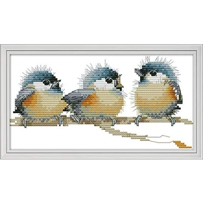 Immagine di Kit per punto croce, con tre uccelli Awesocrafts Easy Pattern Cross Stitching Ricamo di Forniture Regali Natale, Stampati o Contati (Uccelli, Stampati)