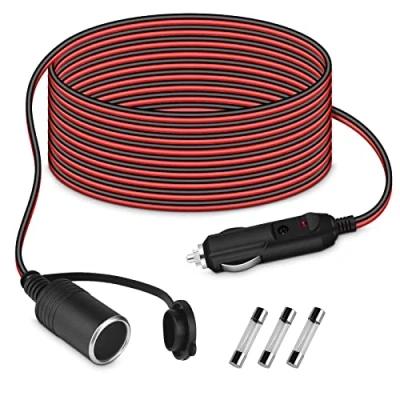 Immagine di URAQT 4.6M Prolunga per Accendisigari Auto, Cavo di Accendisigari, 12V/24V 17 AWG Auto con 15A Fusibile la Maggior Parte dei Prodotti Elettronici