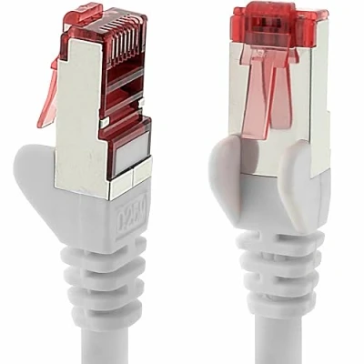 Immagine di cavo di rete CAT6, 1 x 5 m, schermatura CAT.6, RJ45, patch Ethernet, DSL, LAN, router switch modem feld, bianco, pezzo