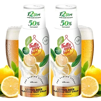 Immagine di 2 x Light Con pochi carboidrati Sciroppo Fitness Carb di FruttaMax Zero Zucchero Stevia Contenuto frutta 50 60% (2 500ml) Limone Radler Light)