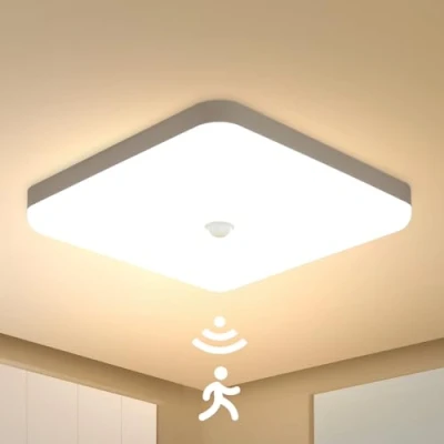 Immagine di Combuh Plafoniera con soffitto sensore di movimento Impermeabile IP56 30W lampada led 2400Lm 3000K da per Bagno, Garage, Corridoi, Scale 25 * 4cm