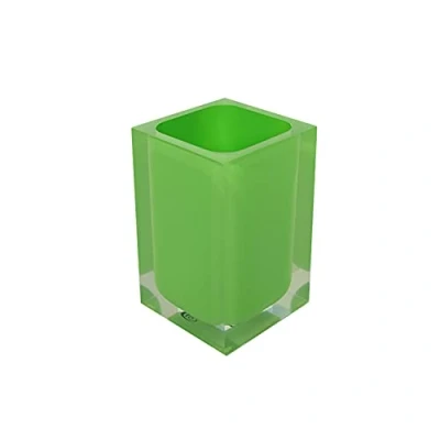 Immagine di Gedy Auckland Bagno Verde Acido, Misure e Peso: 11X7,2X7,2 CM &amp; 0,29 kg, Portaspazzolini in Resina Trasparente di Alta qualità, Design R&amp;S, Fatto a Mano, 2 Anni Garanzia, Unica