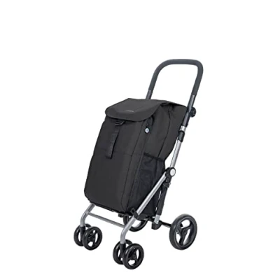 Immagine di Carlett Carrello della Spesa,Trolley da Supermercato Pieghevole,4 Ruote Resistenti alla Pioggia, grande Capacità di 25 kg, Borsa Principale 53L, Termica 9L e Tasca Posteriore Colore Nero