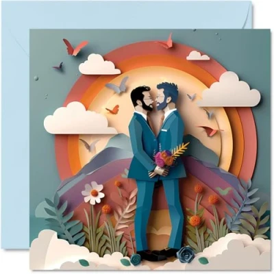 Immagine di LGBTQ biglietti di nozze per coppie, con scritta &quot;Have and Hold Congratulations Happy Engagement Gifts, Congrats Well Done, 145 mm, auguri matrimonio coppie fidanzate (non 3D o