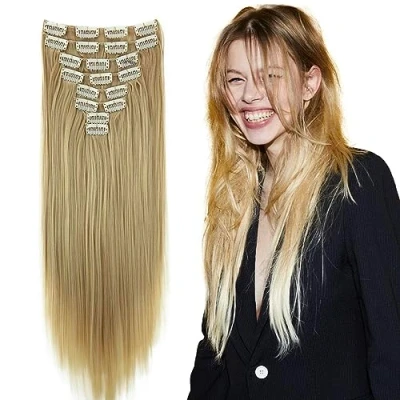 Immagine di CAISHA XXL 50cm 8 Parti Set Clip In Extension Per Capelli Lisci Biondo Chiaro CES118