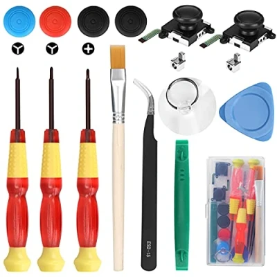 Immagine di Veperain Confezione da 2 Sostituzione analogico 3D Joystick per Nintendo Switch Joy con e OLED, Strumenti di riparazione, kit Cacciaviti 4 Thumbstick