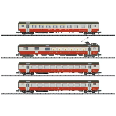 Immagine di N Kit di 4 vagoni passeggeri Swiss Express delle FFS MiniTrix 18720 1