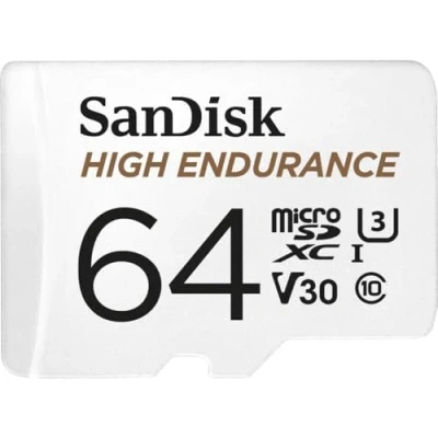 Immagine di SanDisk High Endurance Monitoring Scheda miniSDXC 64 GB Class 10, UHS I, 3, v30 Video Speed incl. Adattatore SD