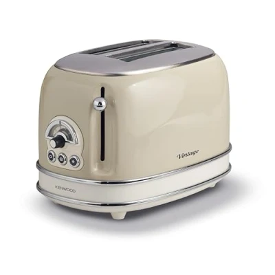 Immagine di Ariete 155 Tostapane Vintage 2 fette di pane senza pinze 6 livelli tostatura 810 Watt Acciaio Inox Linea Beige