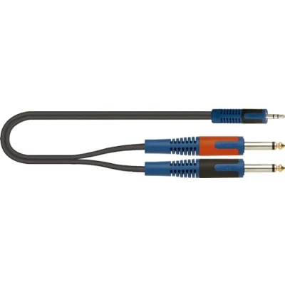Immagine di Quik Lok RKSA/140 1 Minijack STEREO/2 Jack MONO Cavo Adattatore ROK SOLID, Stereo / 2 x Mono, Colore nero, Lunghezza mt