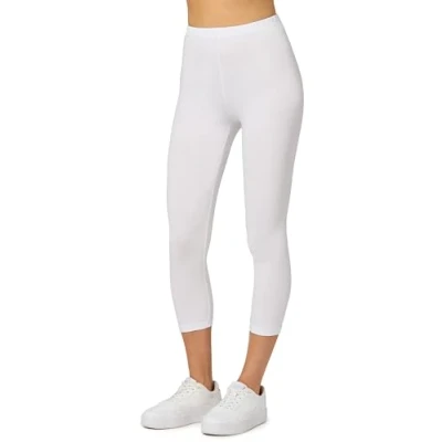Immagine di Merry Style Leggings Donna 3/4 Pantaloni Capri Morbidi e Confortevoli Leggins in Cotone Traspirante Elastici Delicati sulla Pelle Sensibile MS10 199 (Bianco, 4XL)