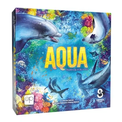 Immagine di AQUA Board Game Art by Vincent Dutrait Fun Strategy for Adults and Family Thematic Oceanic Tile Placement Ages 8 Up 1 4 Players 30 45+ Min Playtime Made Sidekick Games
