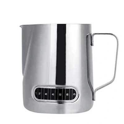 Immagine di 600ml Bricco da Latte Lattiera per Cappuccino Acciaio Inossidabile Lanciatore Montalatte Schiuma Schiumatore Tazzine Caffè Espresso con Temperatura Misurazione Macchine