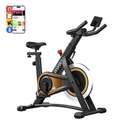 Immagine di JASPORT Cyclette A3 Volano da 7,5 kg, display a LED, altezza regolabile, supporto per tablet, fitness indoor con capacità di carico fino 120 compatibile Kinomap e Zwift