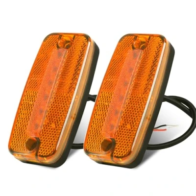 Immagine di AOHEWEI 2 x Luci LED Gialle per Rimorchio, Laterali Indicatrici Camion 12V/24V con Riflettore, Approvate ECE R91 R10 RV, Furgone, Barca, Camion, Camper, Caravan