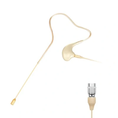Immagine di KIMAFUN Microfono Gancio per Orecchio Singolo Archetto Headset Headworn Microphone a Condensatore Compatibile con Trasmettitore Bodypack del System Wireless Audio Technica, Beige, HC 830 T4