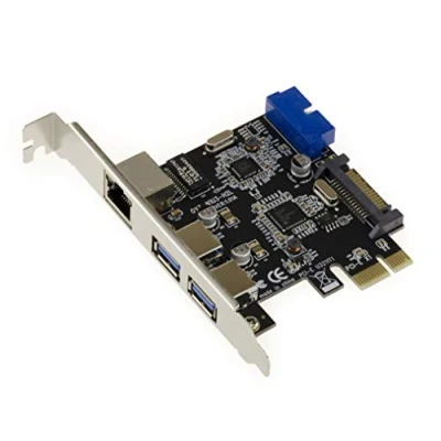 Immagine di KALEA INFORMATIQUE Scheda Controller PCIe to LAN GIGABIT ethernet e USB 3.0 (2 Porte Esterne 2 Interne su connettore USB3 a 19 Pin)
