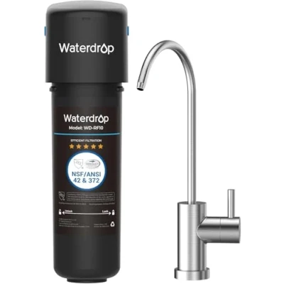Immagine di Waterdrop 10UB Filtro Acqua Sistema con Rubinetto Dedicato Goccia, Depuratore Domestico per 30K Litri, Certificato da NSF/ANSI 42, Rimuove 99.99% di Piombo, Cloro, Cattivo