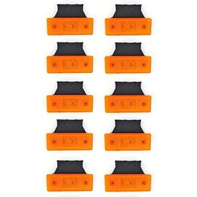 Immagine di Luci a 6 LED, 12 V, con supporti, per camion, autocarro, rimorchio, caravan, colore arancione, confezione da 10 pezzi
