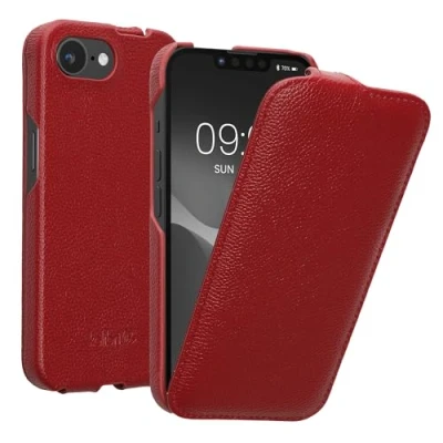 Immagine di kalibri Custodia a Flip Ultra Slim compatibile con Apple iPhone 16e Pelle protettiva Case in rosso