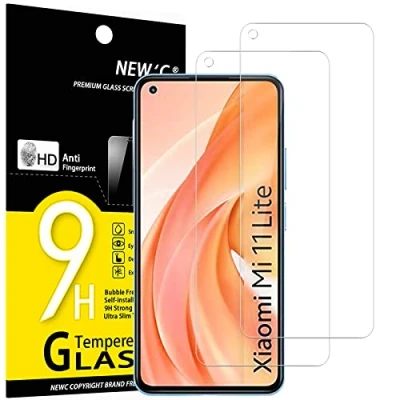 Immagine di NEW&#039;C 2 Pezzi, Vetro Temperato per Xiaomi Mi 11 Lite/Mi Lite 5G, Pellicola Prottetiva Anti Graffio, Impronte, Senza Bolle, Durezza 9H, 0,33mm Ultra Trasparente, Resistente