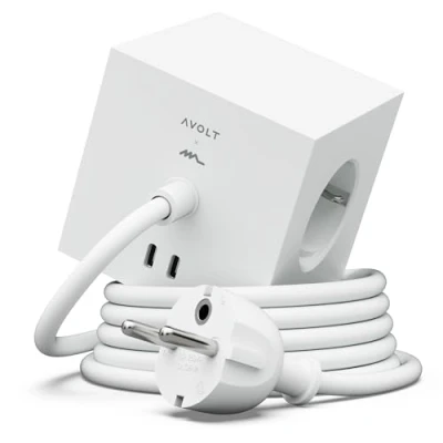 Immagine di Avolt Ciabatta elettrica a forma di cubo USB C Le prime prese design al mondo, 3 e 2 porte USB, base magnetica aderisce quasi Uberall (bianco, m)