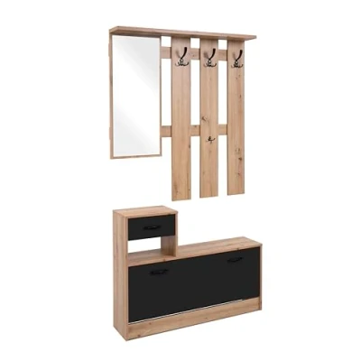 Immagine di AVANTI TRENDSTORE Rudolf Guardaroba da Ingresso con Specchio, 3 Ganci appendiabito e Comoda scarpiera. Disponibile in diversi colori