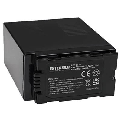 Immagine di EXTENSILO 1x batteria sostituisce Panasonic CGA D54, D54S, D54SE, D54SE/1B per videocamera camcorder (7800mAh, 7,4V, Li Ion)