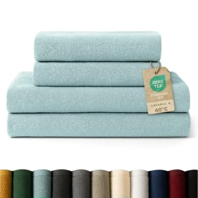 Immagine di Blumtal Asciugamani Bagno, Super Assorbenti, 100% Cotone Certificato Oeko Tex 100, Set da 2 Teli Bagno (70x140cm) + (50x100cm), Azzurro