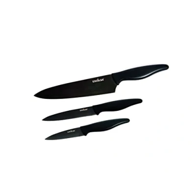 Immagine di Excelsa Set 3 Coltelli da Cucina, Acciaio Rivestito al Titanio, Nero