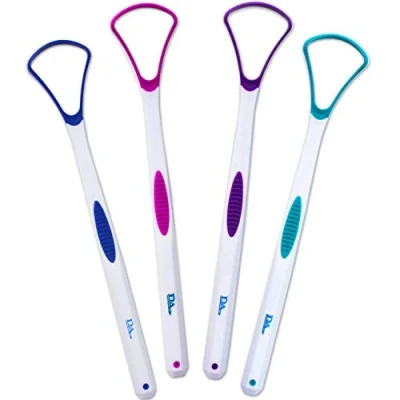 Immagine di 4 raschietti per lingua testa in silicone morbido e delicato (1 ogni colore)
