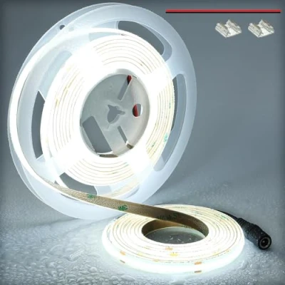 Immagine di TOPAI Striscia LED COB 5 Metri Bianco Freddo Impermeabile, Strip 24V 6000K Alta Luminosità Autoadesivo, CRI&gt;90 480LED/M Tagliabile Per Camera da Letto, Bagno, Cucina