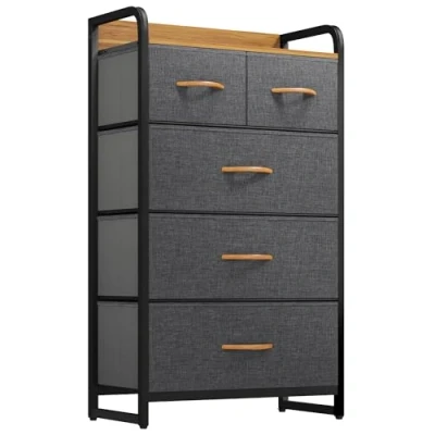 Immagine di YITAHOME Cassettiera in tessuto con 5 cassetti,Robusta struttura metallica, Salvaspazio Camera da Letto,Cassettiera Armadio,grigio profondo