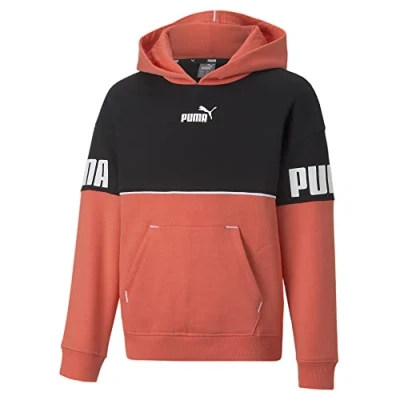 Immagine di PUMA Felpa con Cappuccio Power Colorblock FL G, Sudore Bambina, Salmone, 128 cm