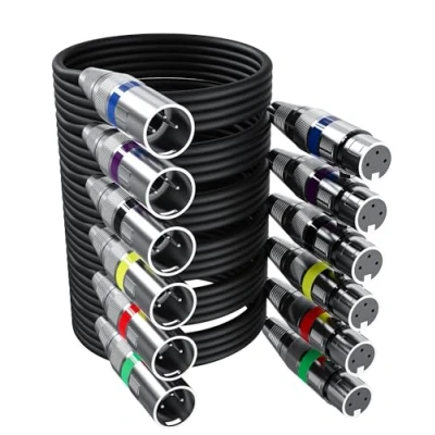 Immagine di 6 Pezzi Cavo XLR Bilanciato,10FT Cavi DMX per Luci, Metri, Illuminazione Scenica Da Spina a 3 Pin Presa Microfoni e microfono