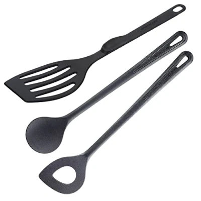 Immagine di Westmark Set per Cucinare, 3 Pezzi, 1 Paletta, Cucchiaio Mescolare, a Punta, Elevata Resistenza al Calore, Plastica, Nero, 203522E9