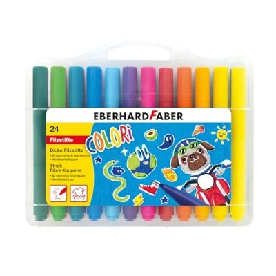 Immagine di Eberhard Faber 551224 Set di pennarelli Colori, 24 matite colorate spesse in scatola plastica