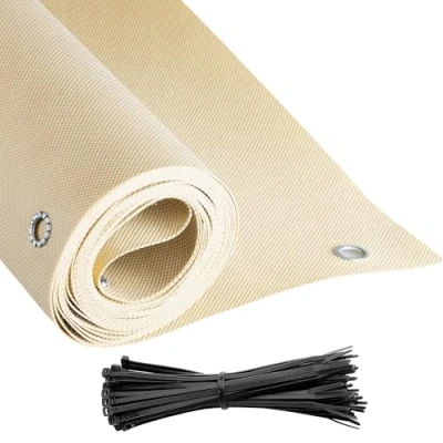 Immagine di COVER IT Beige Telo Frangivista Balcone Ringhiera con Occhielli 85 x 500 cm per Recinzione Giardino Copri