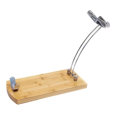 Immagine di Fackelmann prosciutto pieghevole in bambù, per pallet o prosciutto, design fresco, base legno di bambù e supporto acciaio cromato, 37 x 16 cm, 1 pezzo