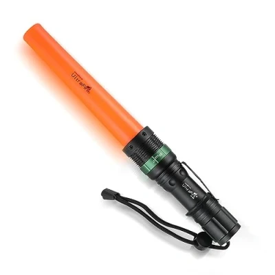 Immagine di UltraFire bastone luminoso per segnalazione del traffico, 15 cm luce LED, con modalità strobo, cordino da polso, 250 lumen, colore arancione