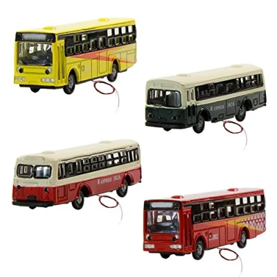 Immagine di Evemodel 4 Pezzi N Scala 1:160 Modello di Autobus Illuminati Bus pressofuso 12V LED Layout Dell&#039;Edificio