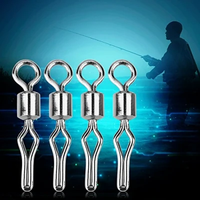 Immagine di VBESTLIFE 100 Pezzi Girella da Pesca,rotanti Cambio rapido girelle Carpe Attrezzatura Pesca Nera Lunga a Forma di q Altalena connettore Scatto Carpa(6#)